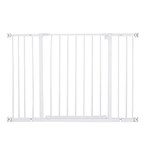 PawHut Barrera de Seguridad Longitud Ajustable 72-107 x 76 cm sin perforación de Metal, plástico Blanco