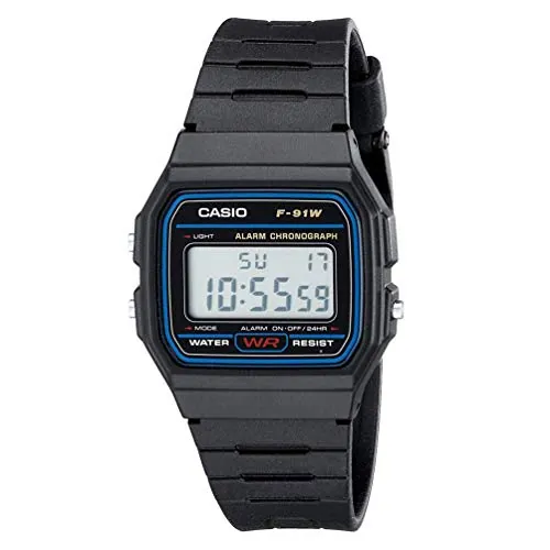 CASIO Reloj Deportivo Casual F91W-1, Negro, Correa
