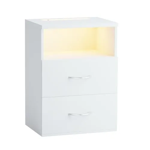 CASARIA Mesita de Noche Luz LED Blanco