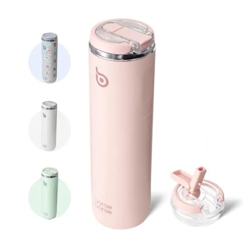BOTTLE BOTTLE Botella de agua de acero inoxidable con aislamiento, 750 ml, con pajita, tapa y asa, a prueba de fugas, sin BPA, doble pared, ideal para deportes, viajes y fitness (Lychee Ice)