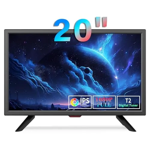KCR 20 Pulgadas Freeview LED TV,Sintonizador de TV Digital DVB-T2 Integrado,Entrada AV,HDMI/VGA in,Ranura USB,Mando a Distancia,Adaptador de Corriente