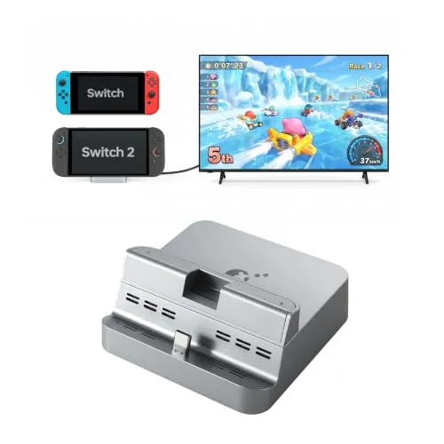 GuliKit Dock Switch 2/1/Oled para Nintendo,Cargador,Base de Carga | 4K/60Hz, 100W PD, excelente enfriamiento, base ancha antivuelco, fundas, proteccion completa, firmware actualizable