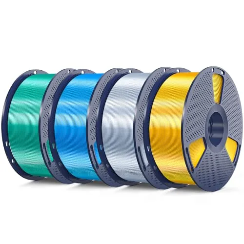 SUNLU 4KG Silk PLA+, 1kg por Carrete, 4 Rollos, Oro Claro+Plata+Azul+Verde