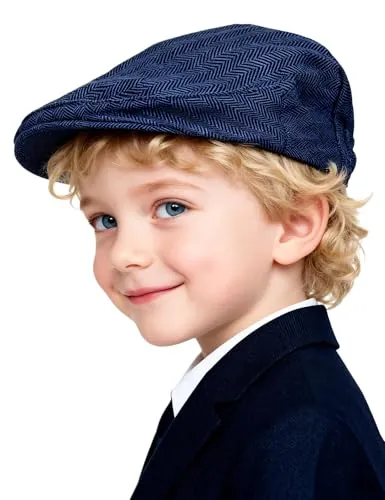 mintgreen Infantil Tapas Planas Sombrero de Espiga de Tweed, Azul Real, 6-8 años