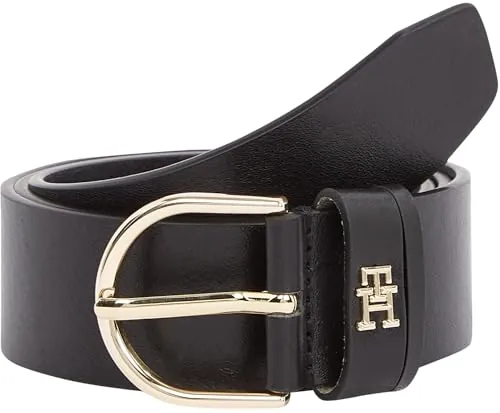 Tommy Hilfiger Cinturón Mujer Essential Effortless 3,5 cm con hebilla de espiga, Negro (Black), 90 cm