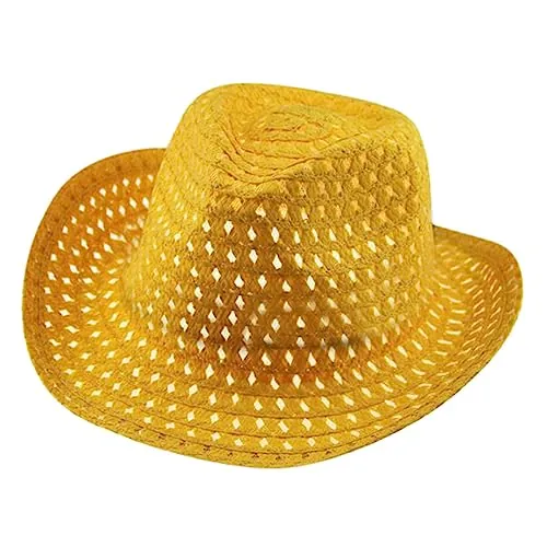 2025 - Gorras de paja para niños, sombreros de verano para bebés, sombreros de verano para niños, sombreros Fedora para niños de 4 a 8 años, amarillo, One Size