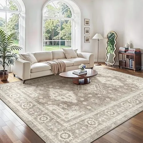 GENIMO Alfombra Salon Sin Peluche,Alfombra Cocina Lavable Antideslizante,Alfombra Pasillo de Dormitorio,Alfombra Silla Escritorio,Comedor,Beige,200x290 cm