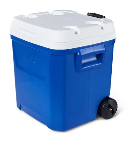 IGLOO Laguna 60 Nevera 56L – Gran Hielera Pasiva con Ruedas y Asa Telescópica – Caja Térmica Resistente para Camping, Playa y Ocio, Ideal para Bebidas y Alimentos