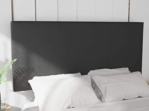 LA WEB DEL COLCHON Cabezal Cama Paros Tapizado Acolchado 8 cm con Fijación a Pared – Cabecero de Cama Suave y Elegante – Cama de 105 (115 x 70 cms) Negro Polipiel - Cabeceros Acolchados