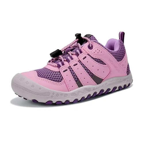 Mishansha Zapatillas de Deporte Niños Ligeras Transpirable Zapatos de Correr Antideslizante Sneakers Rosa Morado 31 EU