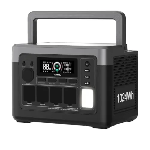 OUKITEL P1000PLUS Estación de Energía Portátil 1800W(Máxima 3600W), Generador Solar con Batería LiFePO4 1024Wh, Carga Rápida de 1200 W, con Control Mediante APP