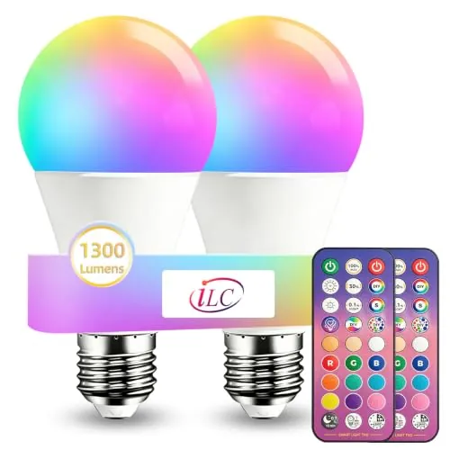iLC Bombillas Colores RGBW 85W Equivalente LED Bombilla Regulable Cambio de Color Edison 12W E27 - RGB Control remoto Incluido