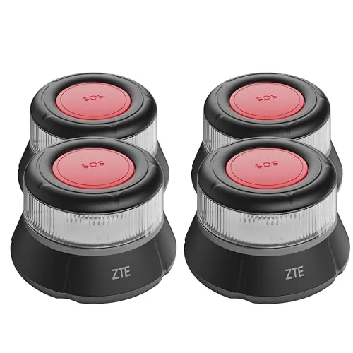 ZTE Luz Emergencia Baliza V16 Homologada DGT con Geolocalización, Baliza Coche Conectada DGT 3.0, Datos Incluidos hasta 12/2038, Pack 4 Unidades