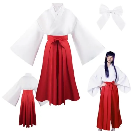 MeYuxg Iori Utahime Disfraz Cosplay JJK Anime Cosplay Kimono Mujer Adulto Top Blanco y Falda Plisada Roja JJK Disfraz para Carnaval Halloween Convención de cómics y sesiones de fotos, S