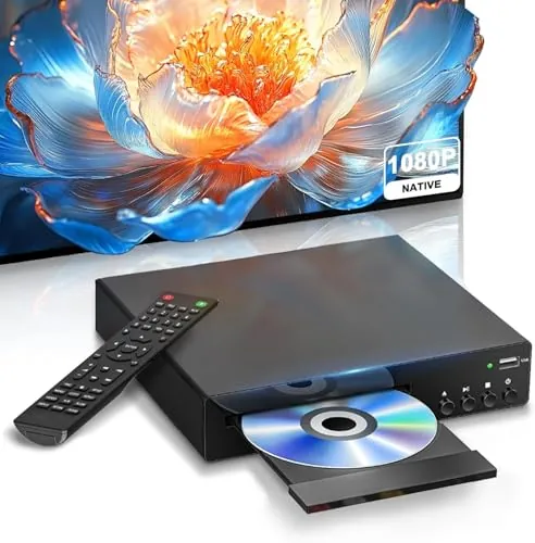 Reproductor de DVD compacto con conexión HDMI, reproductor de DVD Full HD 1080P para TV compatible con NTSC/PAL, conexión USB integrada, reproductor de DVD sin regiones Compatible con Smart TV/Sound