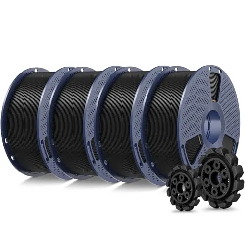 SUNLU 4KG PLA+2.0 Filamento Paquete, 1KG por Carrete, 4 Rollos, Negro*4