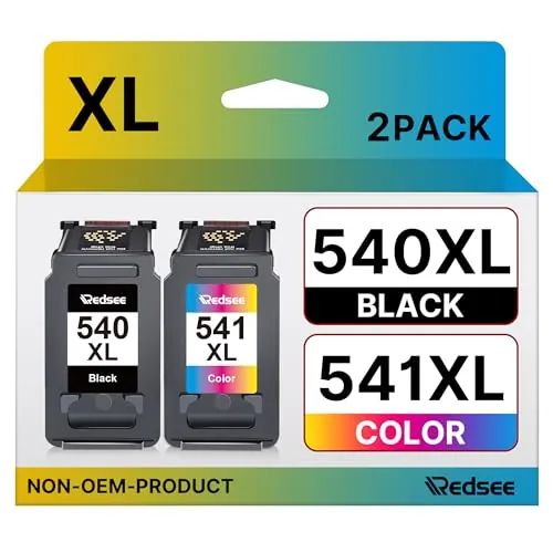 Redsee 540 XL 541 XL Cartuchos de Tinta Compatible Cartucho Tinta para Canon 540 y 541 XL para Canon Pixma MG3650S MG3650 MG3600 TS5150 TS5151 MG3150 MG3250 MX475 (Negra y Color)