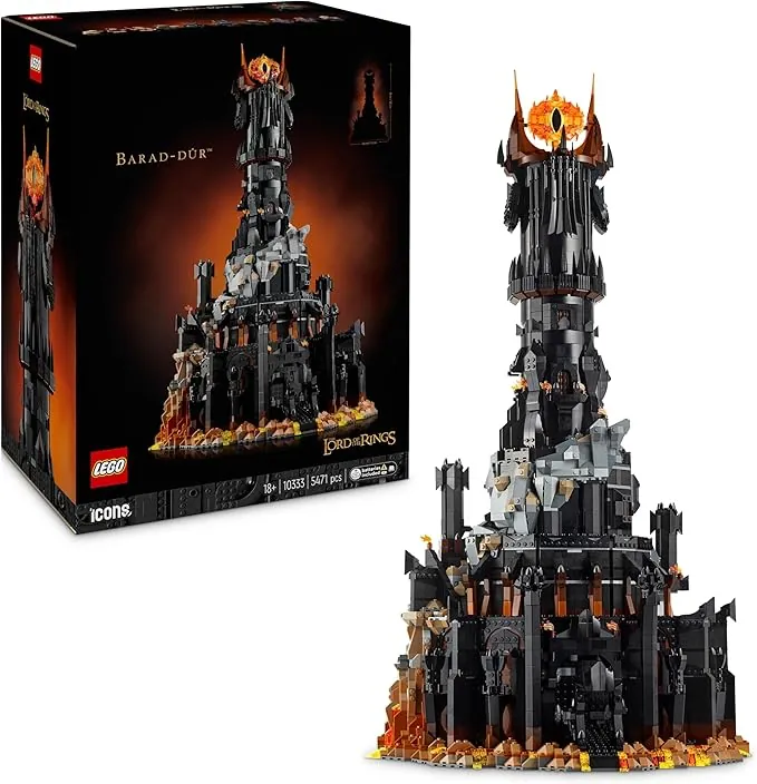LEGO Icons El Señor de los Anillos: Barad-dûr Maqueta para Adultos Fortaleza de ESDLA, Minifiguras de Personajes Inc. Sauron, Gothmog, Orcos, Frodo, Sam y Gollum, Regalo para Hombres y Mujeres 10333