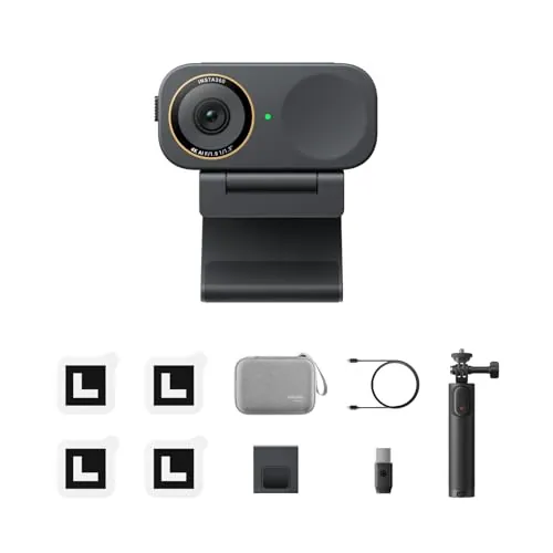 Insta360 Link 2C Pro Paquete Get-Set – Webcam 4K para PC/Mac con Sensor 1/1,3”, Rendimiento en Baja luz, autoencuadre, HDR y micrófonos con cancelación de Ruido, Apto para Plataformas de Video
