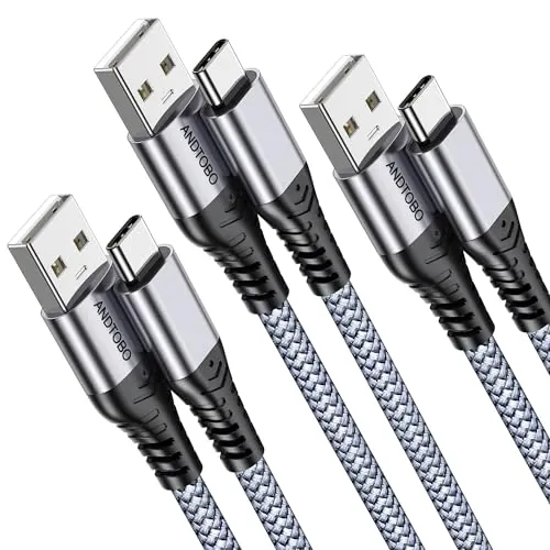 USB C 3.1A cable de carga rápida, USB A a USB C cable de carga rápida, cargador tipo C para 17 Pro Max, 17 Air, iPhone 16 15 Pro Max Plus, Samsung S21 S22 S23 S23+ S20 S10 S9 ect. [3 Pack-1M]