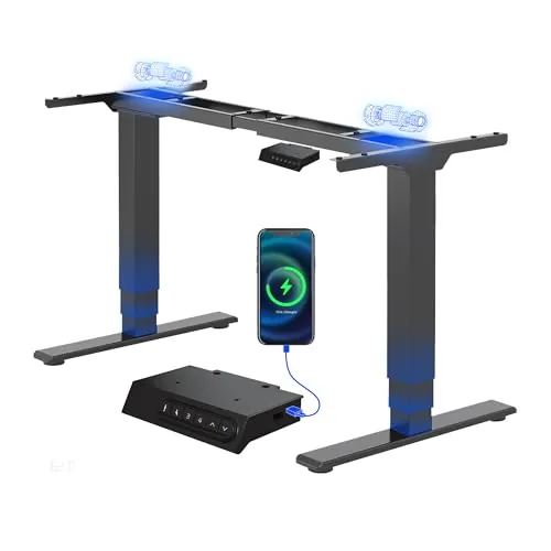 FLEXISPOT EC5 Plus Escritorio Elevable Eléctrico de Doble Motor 3 Etapas, 120kg Capacidad, Altura Regulable, Sistema Anticolisión, Memoria de Altura y Puertos USB-C/A, Estructura Mesa Elevable, Negro