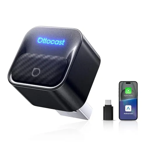 (2026 Upgraded)OTTOCAST Adaptador CarPlay Inalámbrico y Android Auto 2 en 1