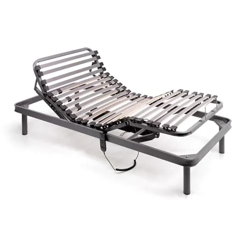 Ferlex - Cama articulada eléctrica | Somier articulado de 5 Planos | Reguladores de firmeza y Refuerzo en Lumbar y Dorsal (105x190 cm)
