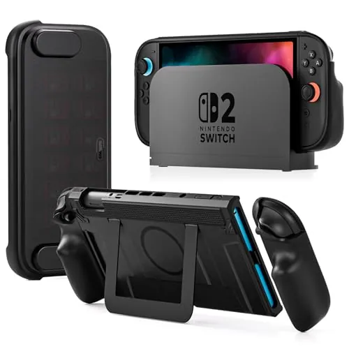 ZOZOVR COOWPS P2 - Carcasa para Nintendo Switch 2 con Agarre Antideslizante, Diseño Magnético Y Soporte Estable, Protección Completa, con 12 Ranuras para Tarjetas 2026 Última actualización