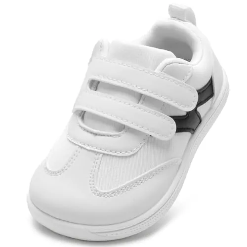 STQ KIDS Zapatillas Barefoot Niños Niña Calzado Respetuoso Bebe Flexibles Primeros Pasos Antideslizantes Deportivas Zapatos Infantil Blanco 28 EU/L11 Ancho