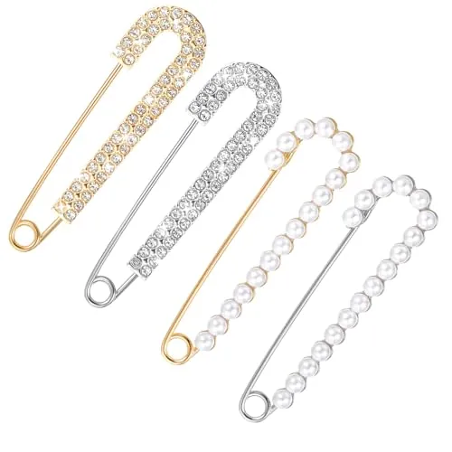 JOOTUEPO Broche de perlas y diamantes de imitación para mujer, pequeños alfileres decorativos para ropa, hijab, suéteres, faldas, vestidos, pantalones, mangas, sombreros, collares, bufandas, bolsos