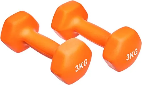 Amazon Basics - Par de mancuernas de neopreno, 3 kg, Naranja
