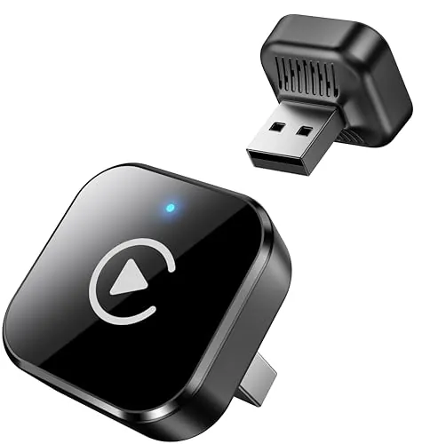 Ancvet Adaptador CarPlay Inalámbrico y Android Auto, Mini Convertidor USB-A/USB-C Plug & Play, de Cable a Inalámbrico, WiFi 2.4GHz/5GHz, Conexión Automática, para Coches con CarPlay, Negro
