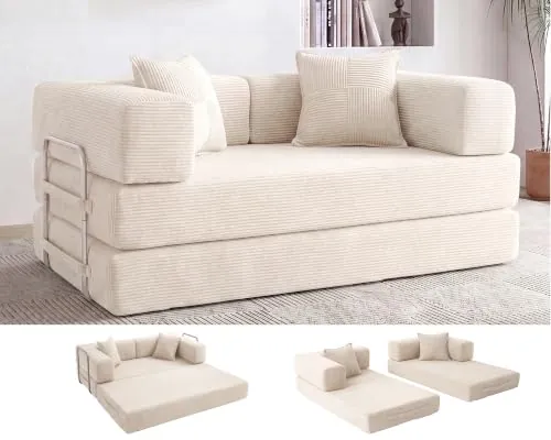 Vipbear Sofá Cama 2 Plazas, 160cm Modular Versátil Sofá Convertible 5 en 1