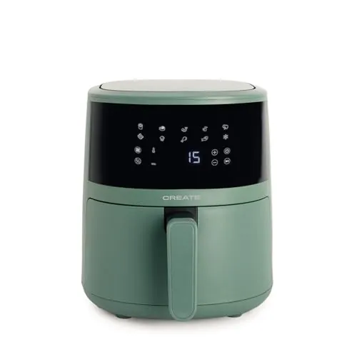 CREATE/AIR FRYER STUDIO EASY/Freidora de aire 4.5 L verde sage/Capacidad 5-6 raciones, 10 programas, panel de control táctil, control de tiempo y tempertura, 1400W