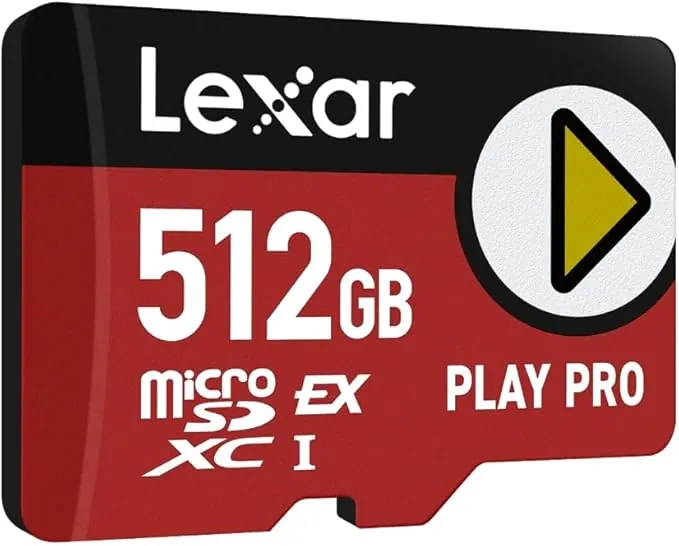 Lexar Play Pro Tarjeta Micro SD Express 512GB, hasta 900MB/s Lectura, 600MB/s Escritura, optimizado para Gaming, Alta Velocidad para Consolas portátiles, Switch, Dispositivos de Juego portátiles