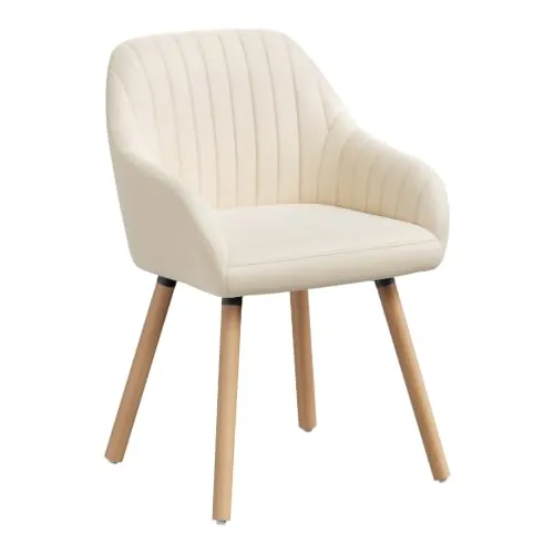 WOLTU Silla de Comedo,Terciopelo,Blanco Crema