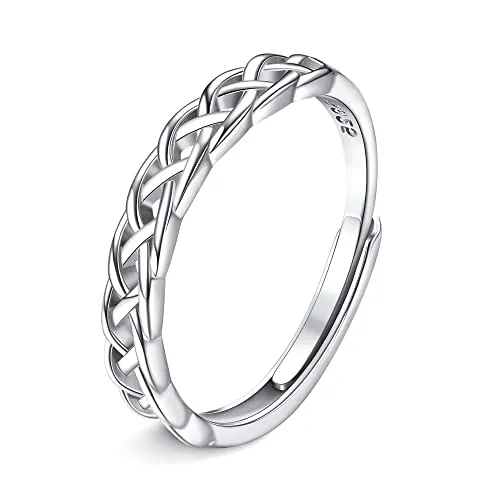 JeweBella Anillo de Plata de Ley 925 Nudo Celta Eterno Para Compromiso y Bodas - Ajustable Alianza Regalo para Mujer