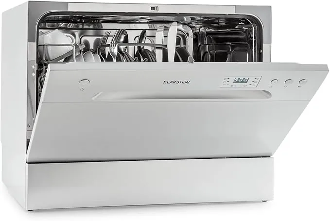 Klarstein Lavavajillas para Encimera Pequeño, 6 Cubiertos, Mini Lavavajillas Portatil Sobre Mesa Silencioso, 6 Programas de Lavado, Lavavajillas Compacto para Uso en Casa y Oficina