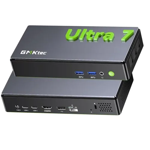 GMKtec K13 Mini PC Intel Ultra 7 256V (8N/8T hasta 4,8 GHz) K13 Micro PC con 16GB DDR5 8533MT/s 512GB PCIe 4.0 SSD, Mini PC Gaming con Gráficos Intel ARC 140V | 5G LAN | 2*USB 4.0 | Alimentación PD