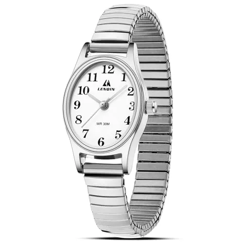 LN LENQIN Reloj Mujer Elasticay Reloj de Cuarzo AnalóGico de Acero Inoxidable Relojes de Mujer con Correa de ExtensióN