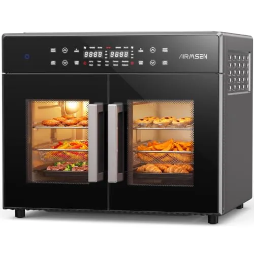AIRMSEN 10 en 1 Horno Freidora de Aire Doble Puerta, 30L XL