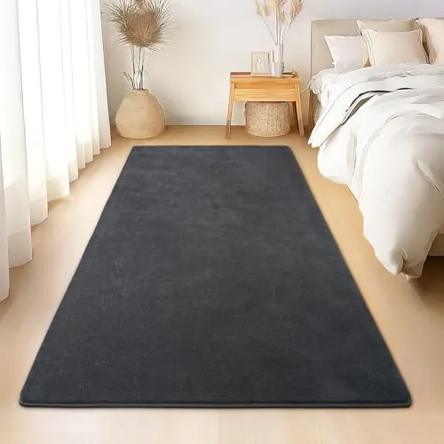 Rezutan Alfombra de Dormitorio 80x150 cm - Gris, de Pelo Corto Lavable