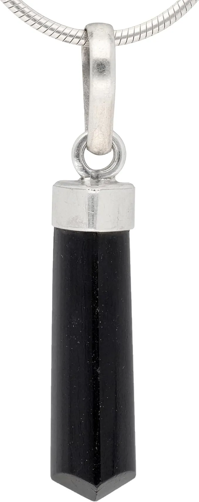 Lebensquelle Plus Punta pulida de turmalina negra/Schörl de 2-3 cm | Elegante colgante de piedras preciosas | Tapa de plata de ley 925 + argolla