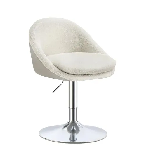 VASAGLE Silla Ajustable, Taburete de Tocador con Respaldo y Base