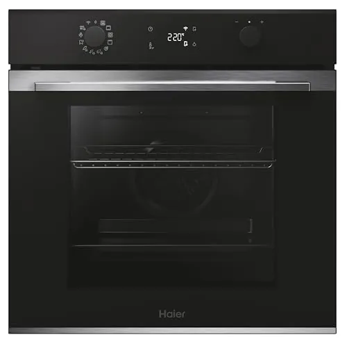 Haier ID Series 2 H6 ID25B3LHTX- Horno Multifunción, Hidrolítico, WIFI, Capacidad 78L, 1 Rejilla y 2 Bandejas, 12 Funciones, Display con LED Blanco, Cocina con Vapor, 3 Cristales en puerta, Negro