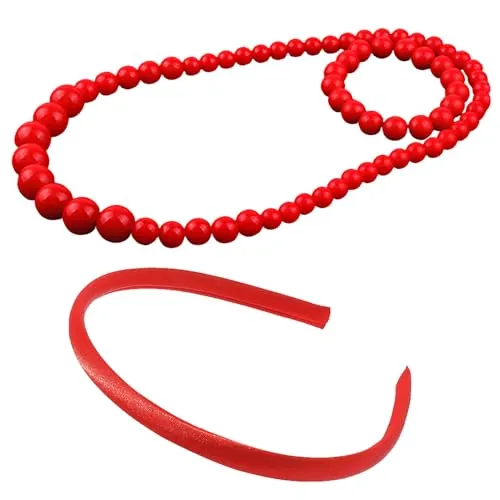 Arrderly Juego de 3 piezas de joyería de acrílico rojo, elegante collar largo y pulsera a juego, accesorios para disfraces, talla única, acrílico, sin piedras preciosas