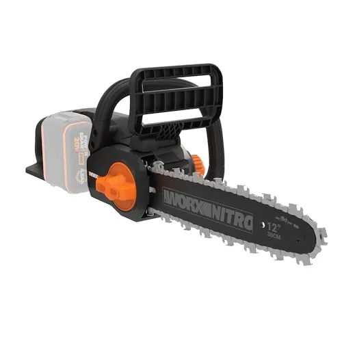 WORX WG350E.9 Nitro - Motosierra profesional con batería de 20 V, potente sierra para madera, 10 m/s, longitud de corte de 30 cm, compacta y segura, lubricación automática, tensión de cadena simple,