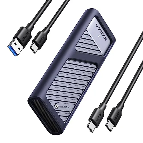 UGREEN Carcasa M.2 NVMe e NGFF 10Gbps Caja SSD USB C 3.2 Gen 2 | Caja SSD M2 con UASP para M.2 M/M&B Key 2280/2242/2230/2260 Compatible con 970 EVO Plus Crucial P1 WD