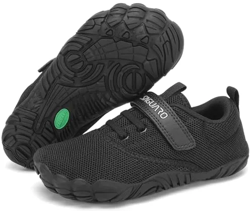 SAGUARO Barefoot Niños Zapatillas de Trail Running Niña Niño Minimalistas Zapatos de Deporte Blanditos Cómodos Calzado Descalzos para Exterior Interior, Negro, 30 EU