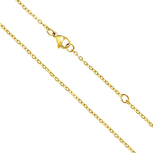 Mujer collar de oro Cadena de oro fino Collar Mujer sin colgante Cadena de plata de ley bañada en oro Cadena de acero inoxidable con baño de oro Collar largo Señora muchacha Dorado Cadena 45cm 50cm
